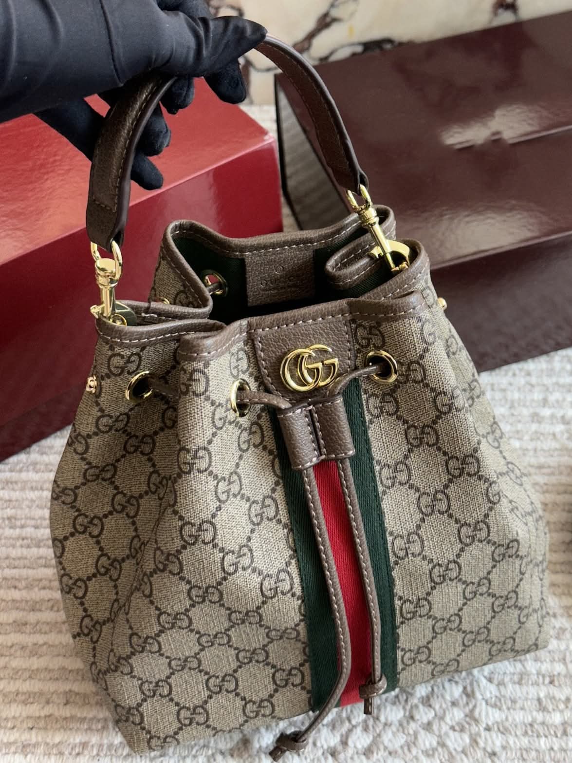 Gucci-Inspired Monogram Bucket Bag